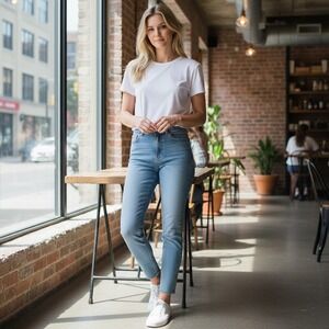 Madewell 10 High-Rise Skinny Crop Jeans Light Wash Raw Hem Size 25